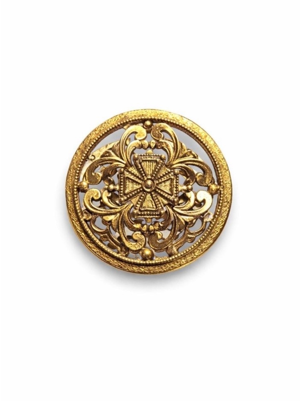 Gold Florenza Round Brooch - Elegant Women’s Accessory